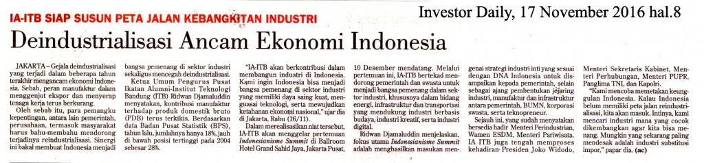 Deindustrialisasi Ancam Ekonomi Indonesia