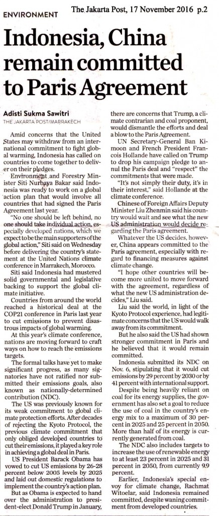 Indonesia, China remain committed to  Paris Agreement
