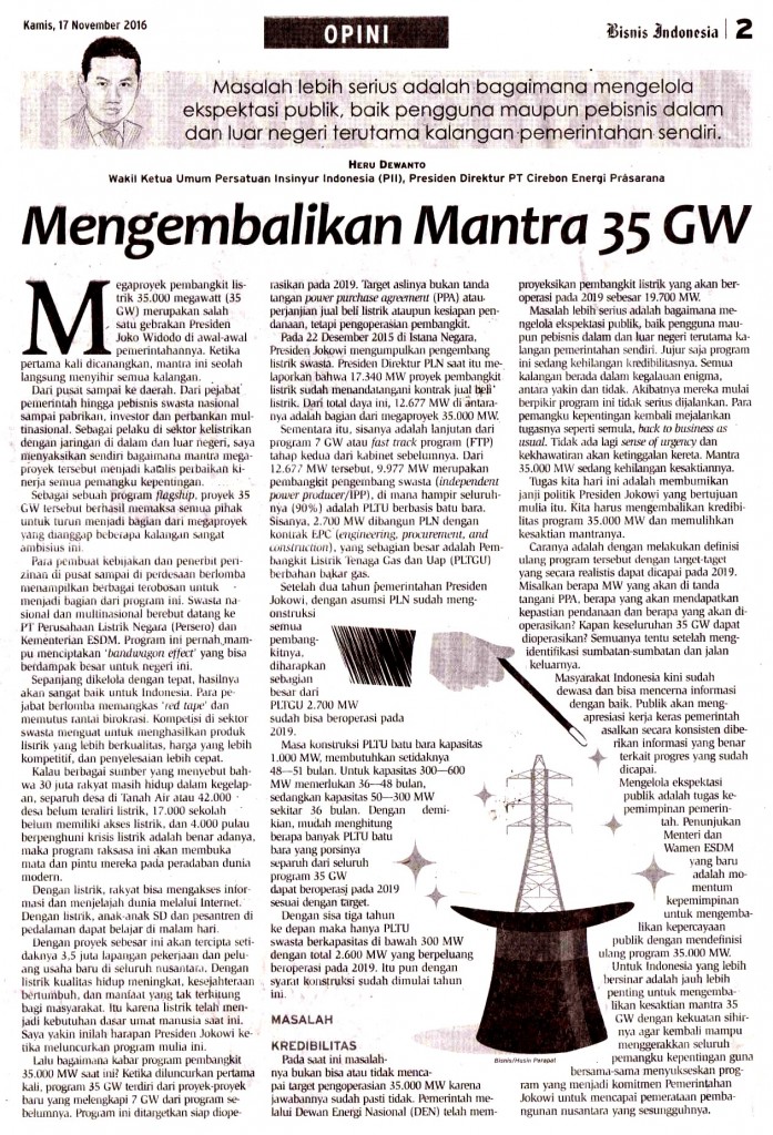 Mengembalikan Mantra 35 GW