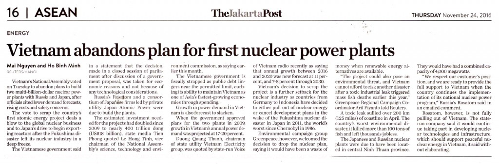 Vietnam abandons plan for first nuclear power plants
