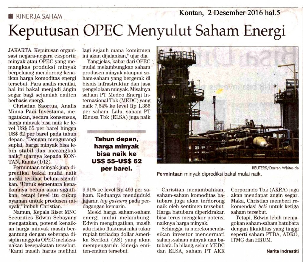 Keputusan OPEC Menyulut Saham Energi