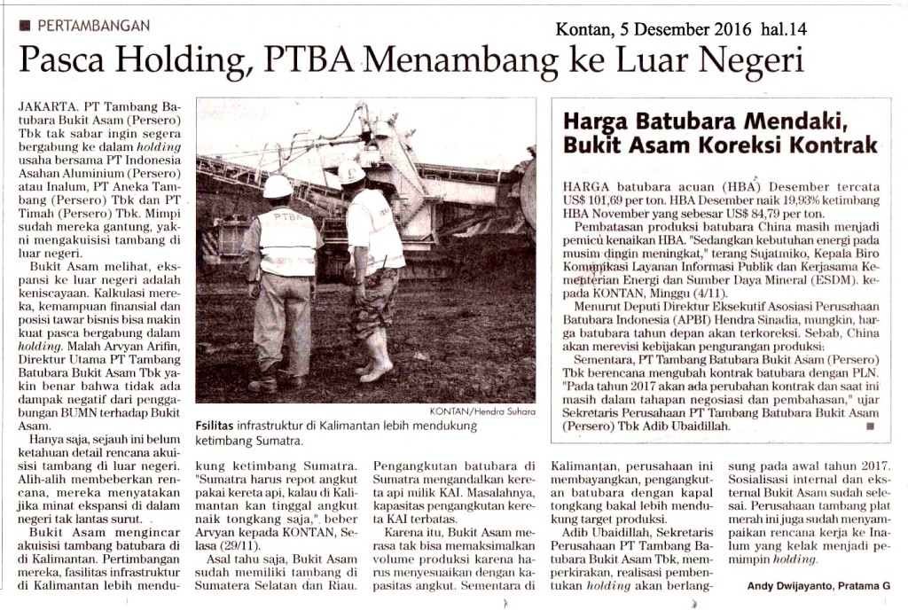 Pasca Holding, PTBA Menambang ke Luar Negeri