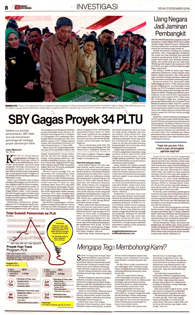 SBY Gagas Proyek 34 PLTU