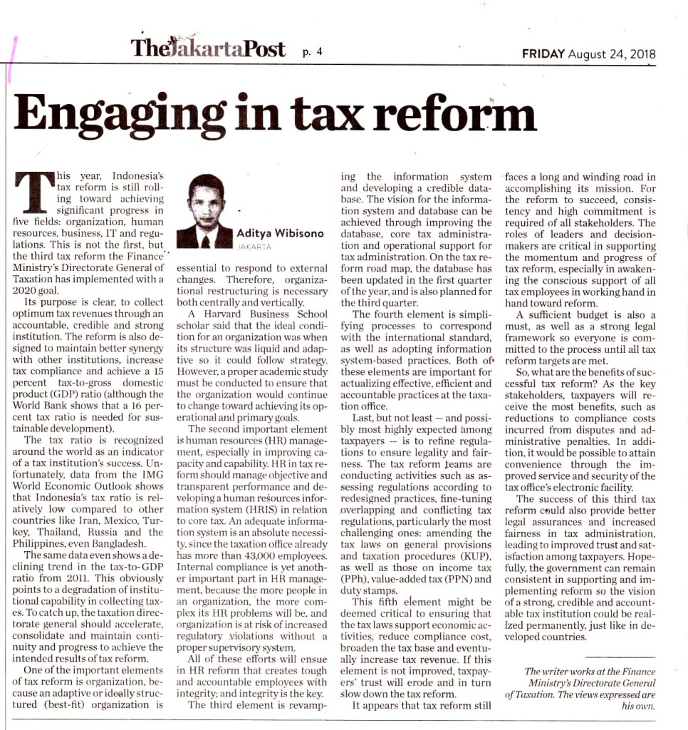 Engaging in tax reform