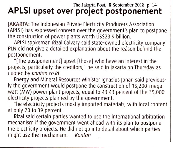 APLSI  upset over project postponement