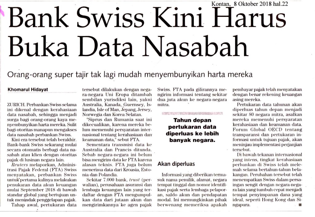 Bank Swiss Kini Harus Buka Data Nasabah