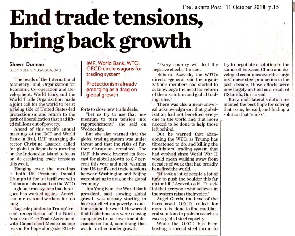 End trade tensions, bring back growth