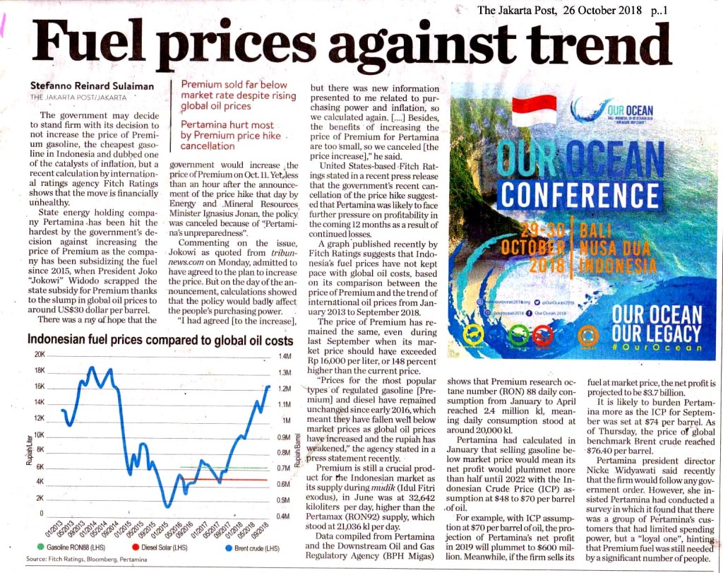 Fuel prices against trend