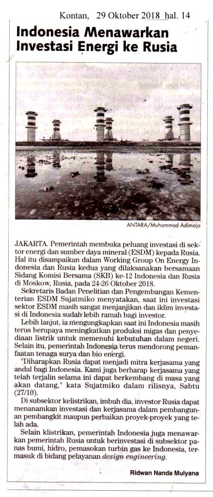 Indonesia Menawarkan Investasi Energi ke Rusia