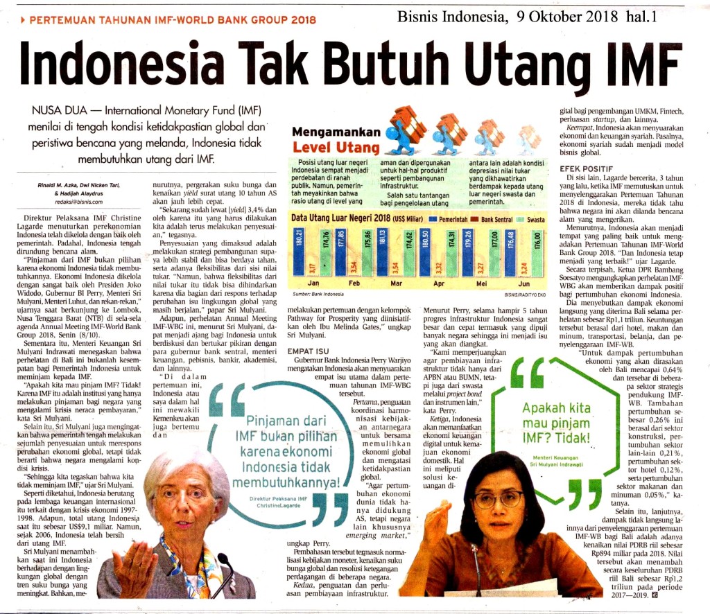 Indonesia Tak Butuh Utang  IMF copy