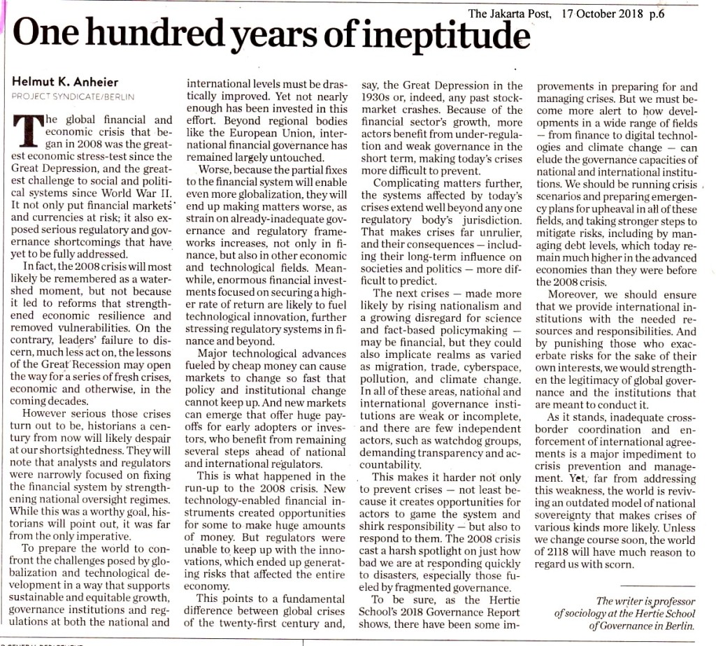 One hundred years of ineptitude