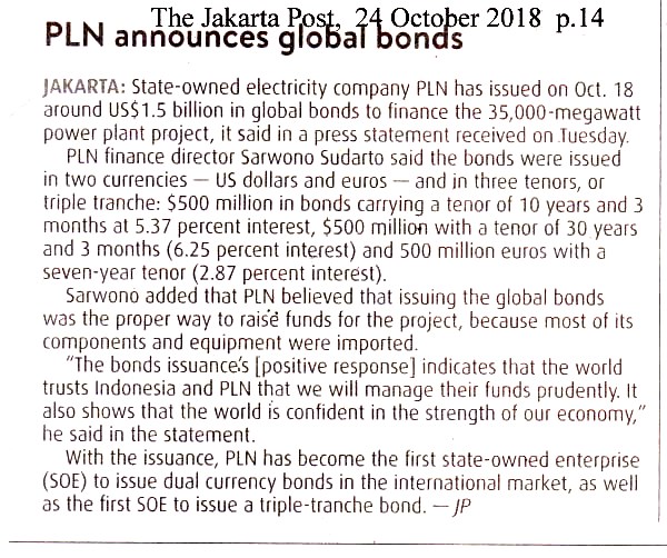 PLN announces global  bonds