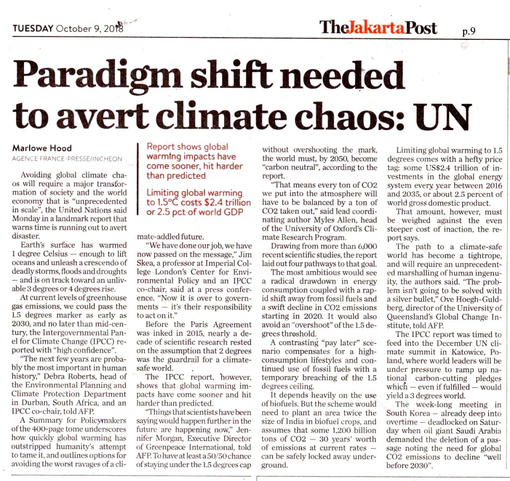 Paradigm shift needed to avert climate chaos