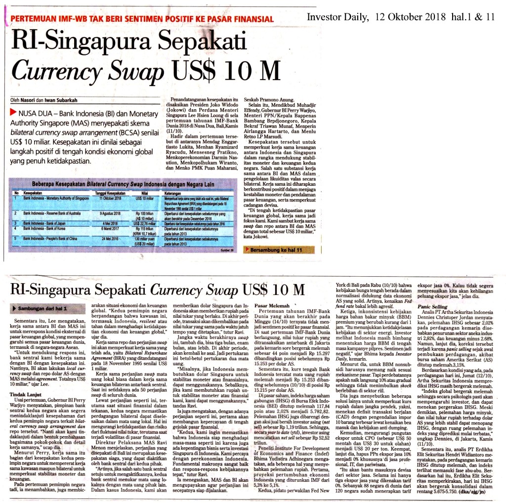 RI-Singapura Sepakati Currency Swap US$ 10 M copy
