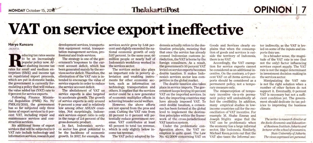 VAT on service export ineffective copy