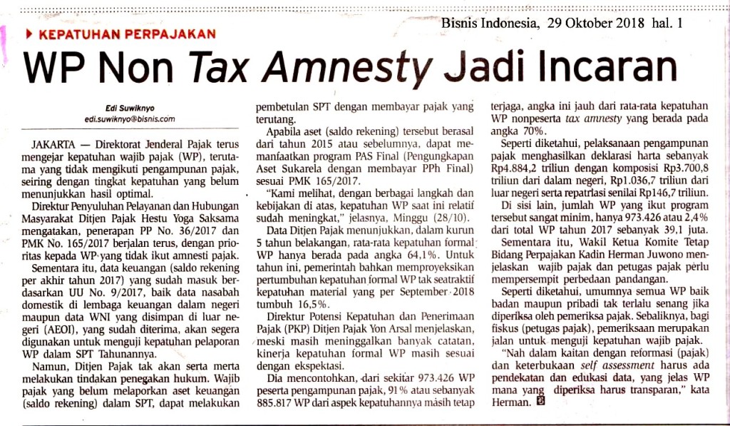 WP Non Tax Amnesty Jadi Incaran